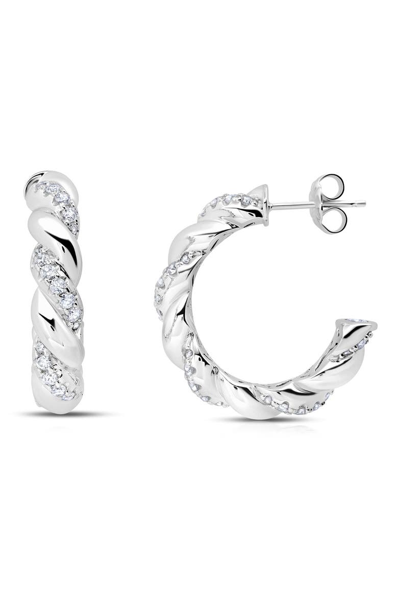 Twisted Hoop Earrings, Main, color, PLATINUM