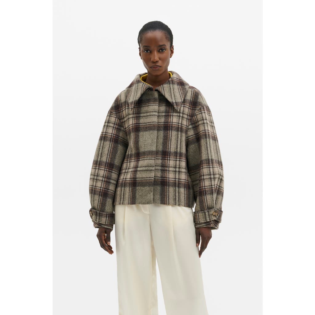Malina Callie Barrel Sleeve Jacket In Steel Checks