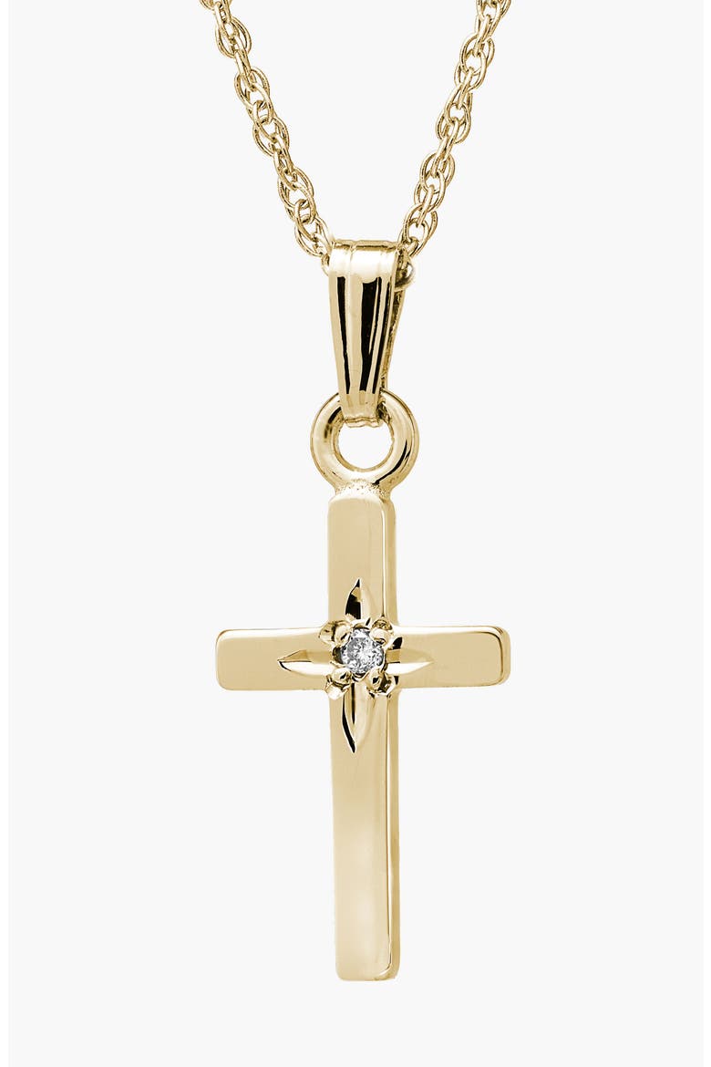 14k Gold & Diamond Cross Necklace, Alternate, color, GOLD