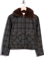 Elie Tahari Plaid Jacket with Faux Fur Collar