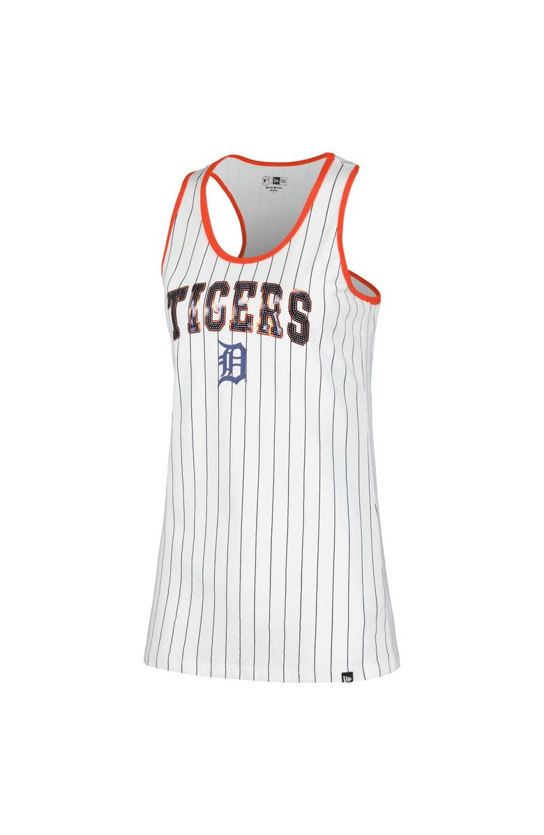 New Era Women's New Era White Detroit Tigers Sequin Pinstripe Racerback Tank Top, Alternate, color,