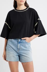 BOSS Orange Crochet Trim Cotton Batwing Top