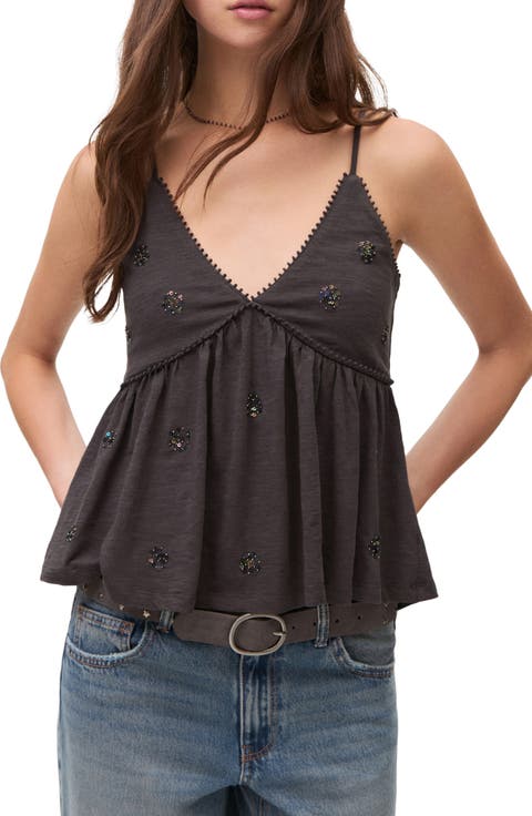 Sequin Embellished Babydoll Top