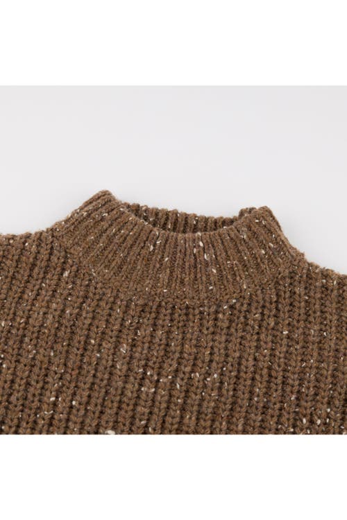 Oh Baby ! Speckle Knit Grandpa Knitted Pullover In Chocolate