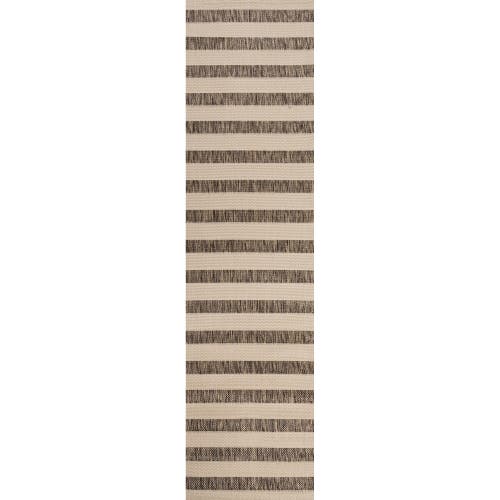 Jonathan Y Aveiro Wide Stripe Indoor/outdoor Area Rug In Beige/brown