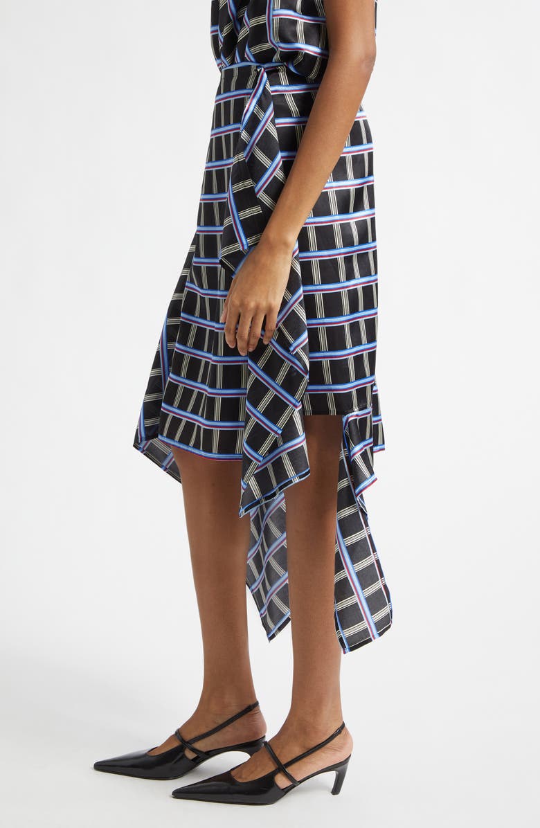 EENK Check Asymmetric Silk & Cotton Skirt, Alternate, color, Black Multi