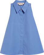 Marni Embroidered Logo Sleeveless Cotton Button-Up Shirt