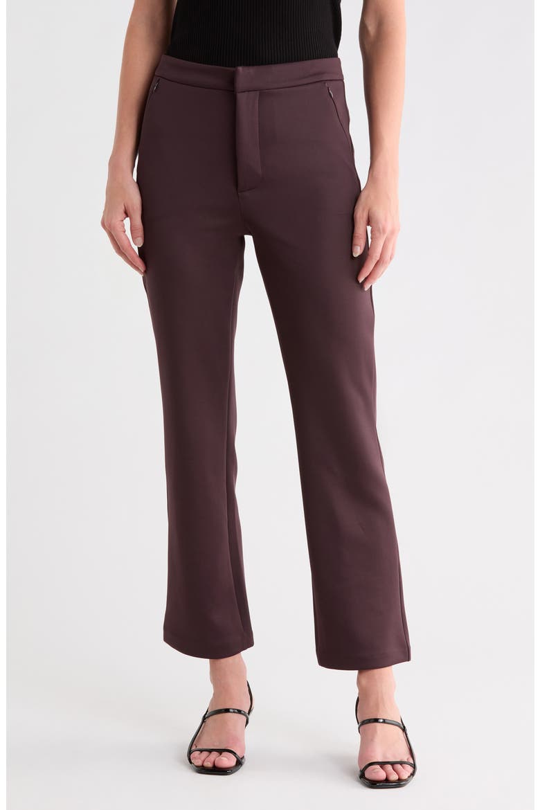 Sculpting Cropped Straight Leg Trousers, Main, color, DARK COCOA