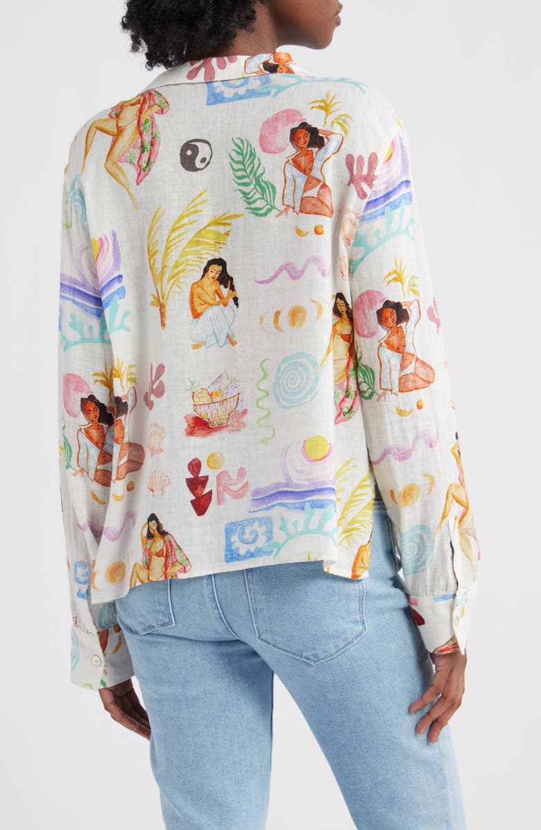 Rails Elm Stripe Tie Front Linen Blend Top, Alternate, color, Ivory Bathing Ladies