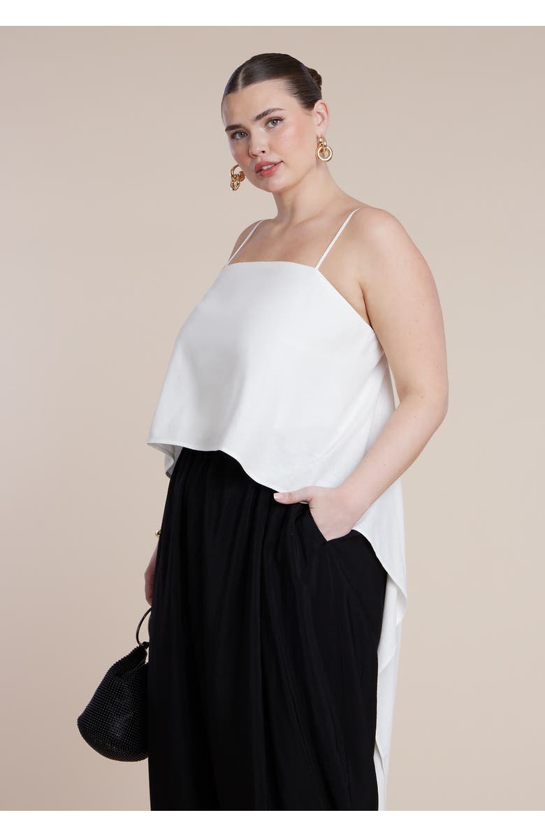 ELOQUII Cascading Linen Crop Top, Alternate, color, Coconut Milk