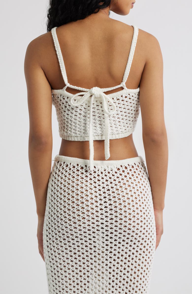 Kulani Kinis Appliquéd Crochet Halter Crop Top, Alternate, color, Whipped White