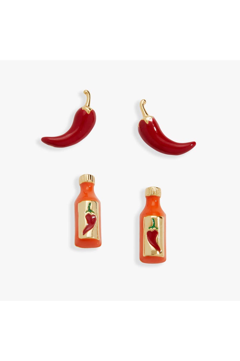 Taco Hotsauce And Pepper Stud Set, Main, color, Gold