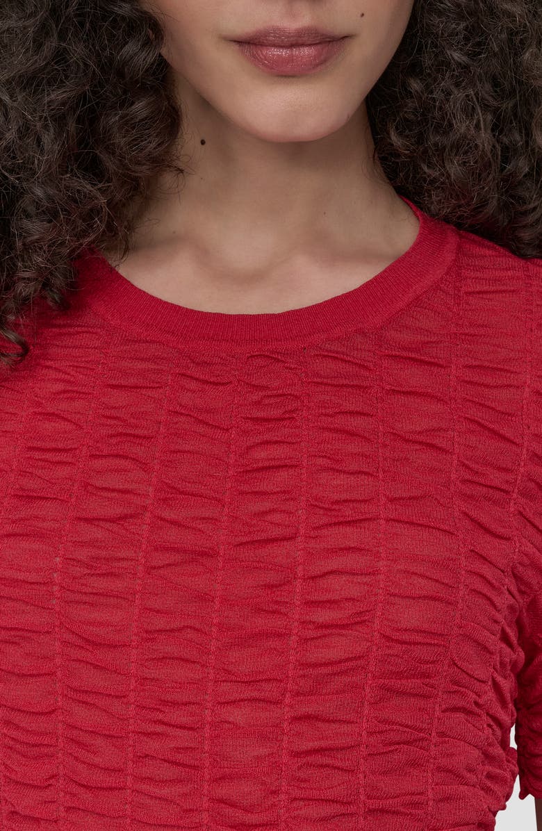 DKNY Superfine Textured Short Sleeve Sweater, Alternate, color, Summer Cherry