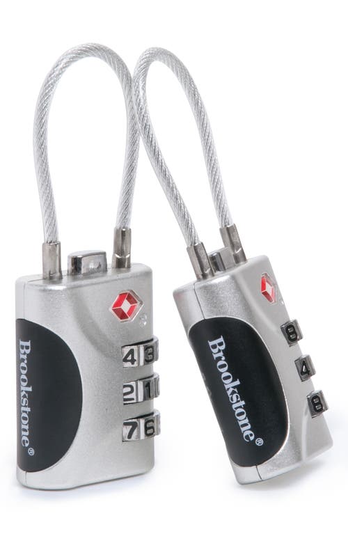 Brookstone 2-piece 3-digit Resettable Combination Cable Lock Set In Silver