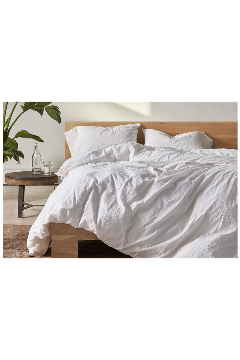 Crinkled Organic Cotton Percale Sheet Set, Alternate, color, ALPINE WHITE