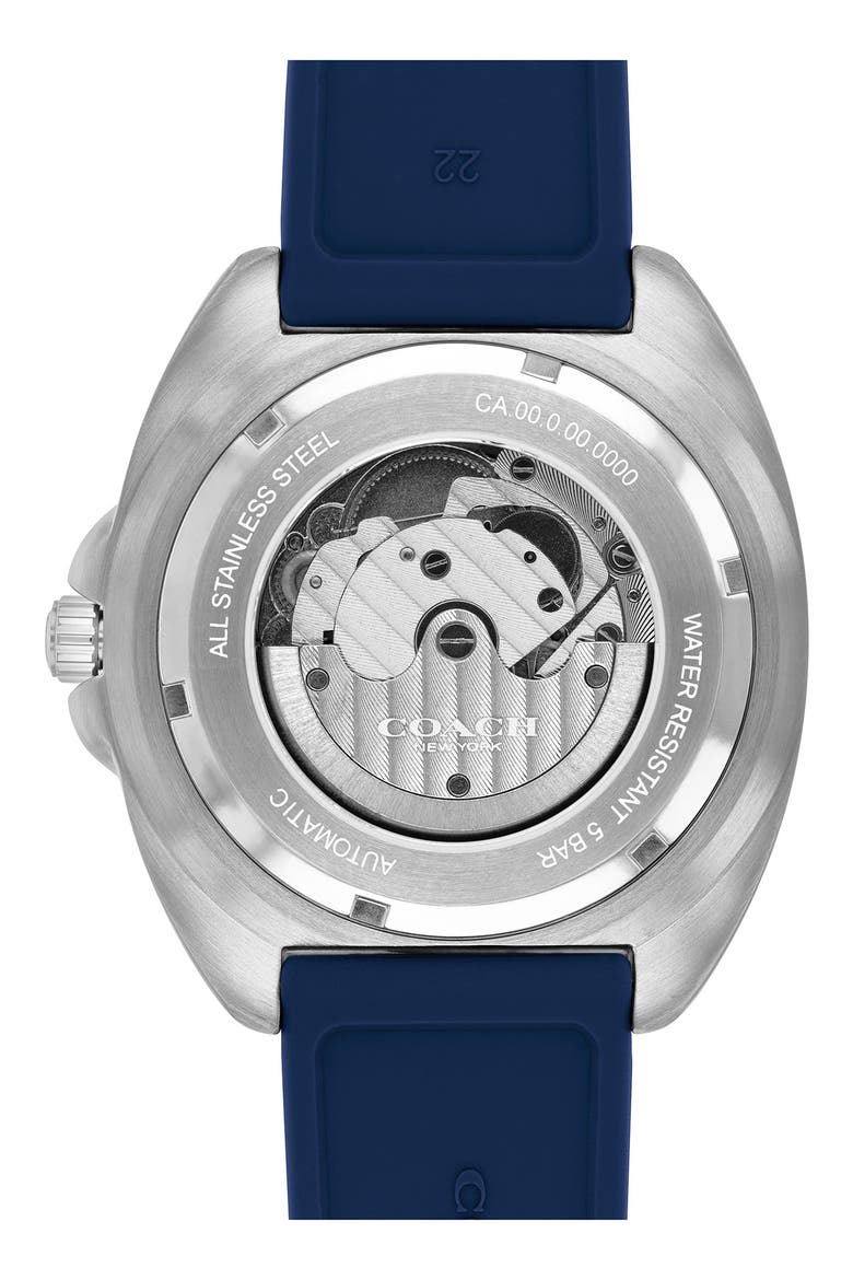 Charter Silicone Strap Watch, 44.5mm, Alternate, color, BLUE