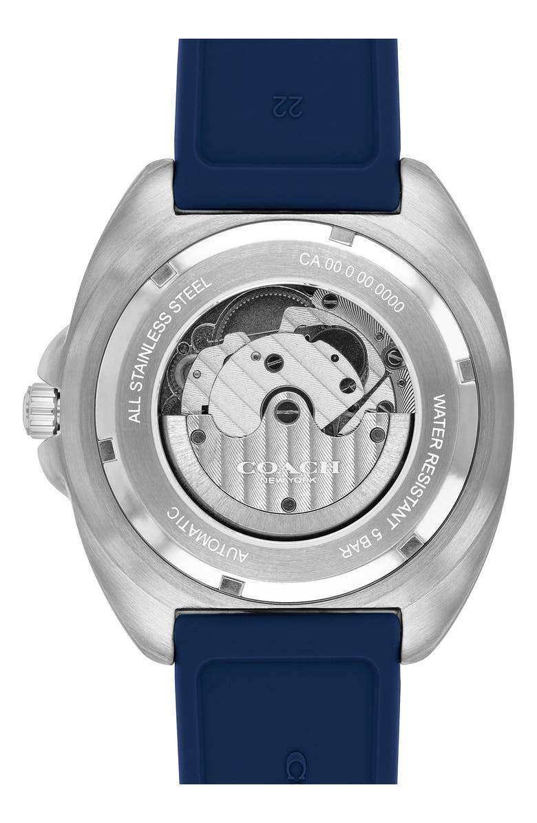 COACH Charter Silicone Strap Watch, 44.5mm, Alternate, color, Blue