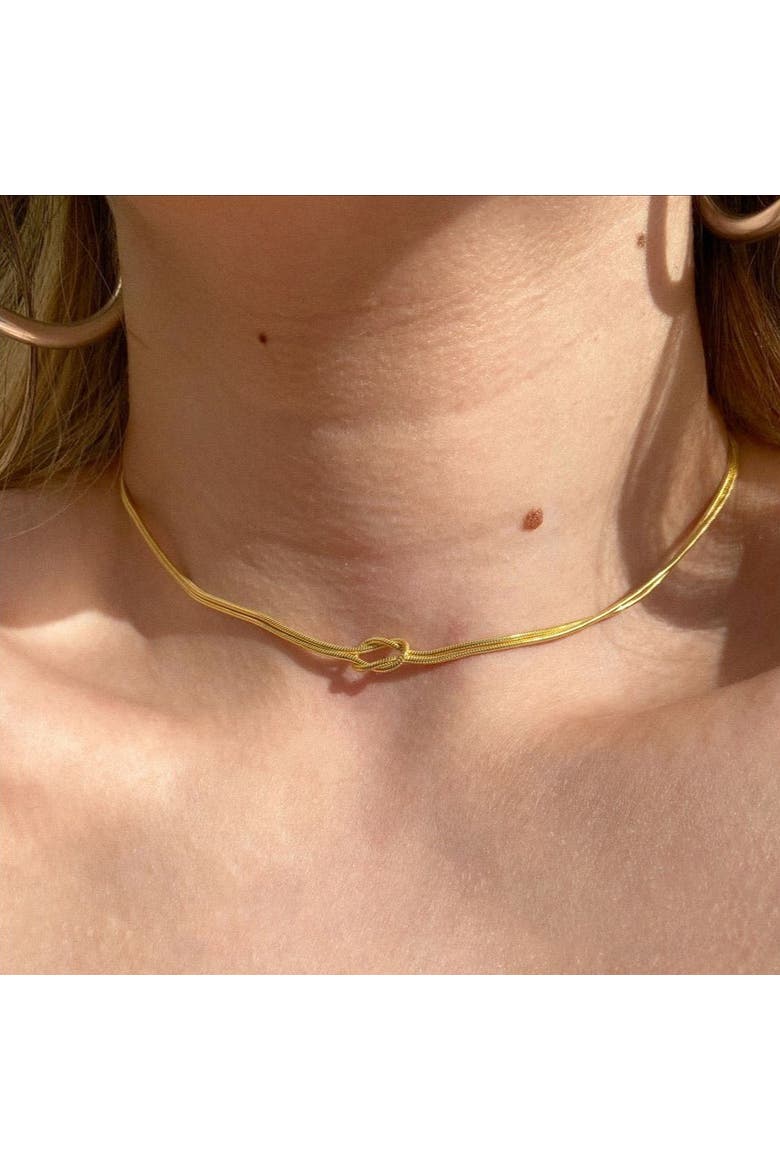 Knot Chain Choker Necklace in Sterling Silver, Alternate, color, Gold