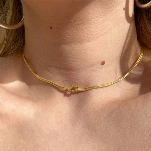 Spero London Knot Chain Choker Necklace In Gold