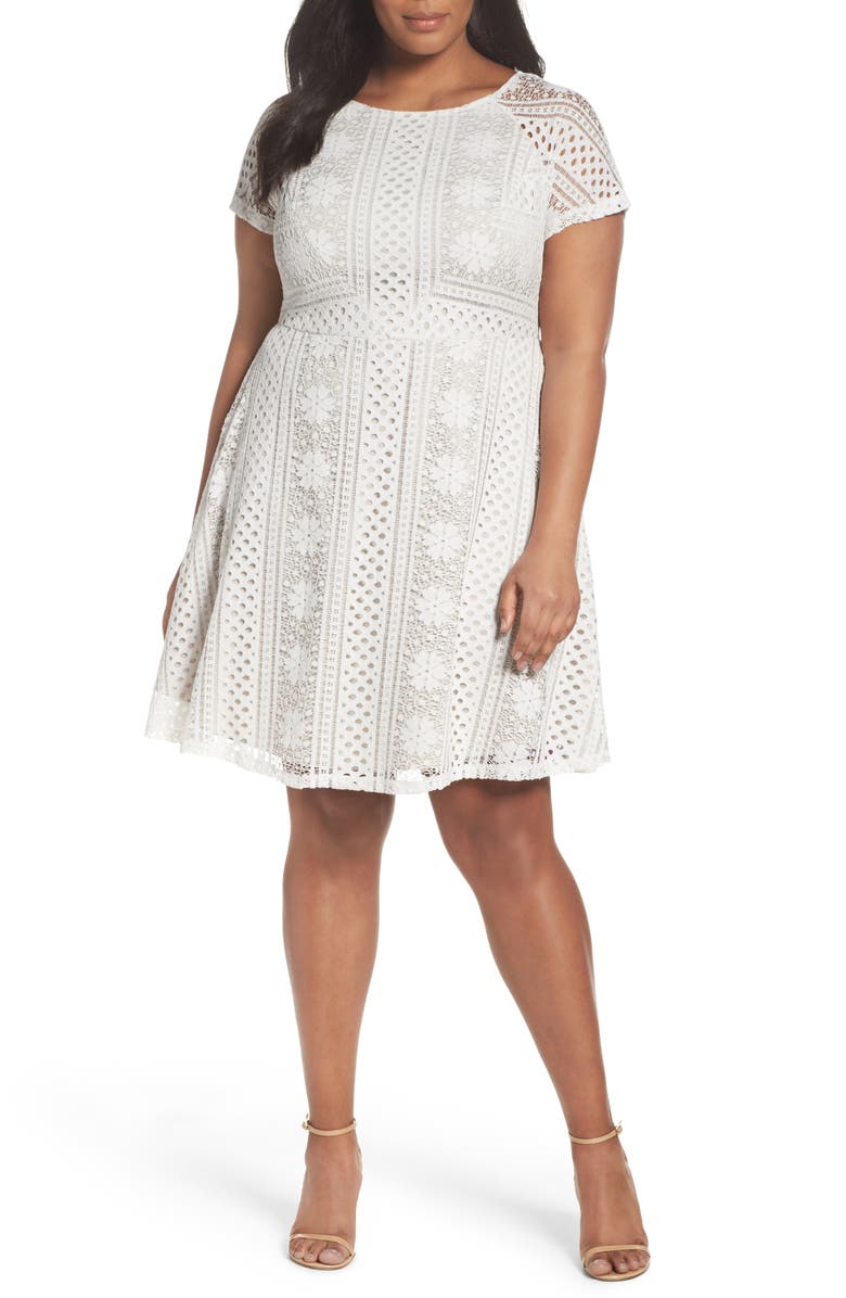 Adrianna Papell A-Line Lace Dress, Main, color, 