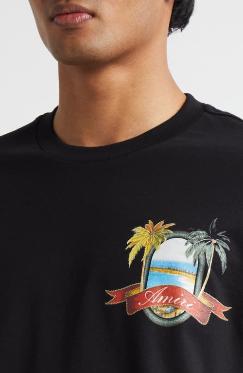 Amiri Black T-shirt With Logo Print And Graphic Design In Black