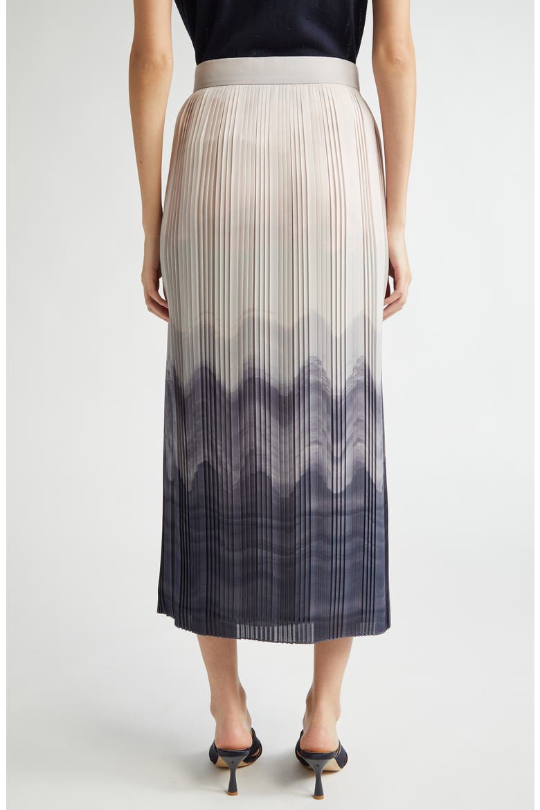 Pleated Ombré Midi Skirt, Alternate, color, SMOKE MELANGE GREY