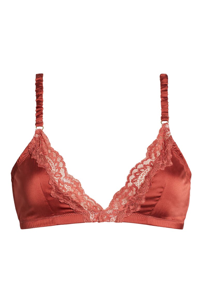 Satin Charmeuse Triangle Bra, Alternate, color, RUST