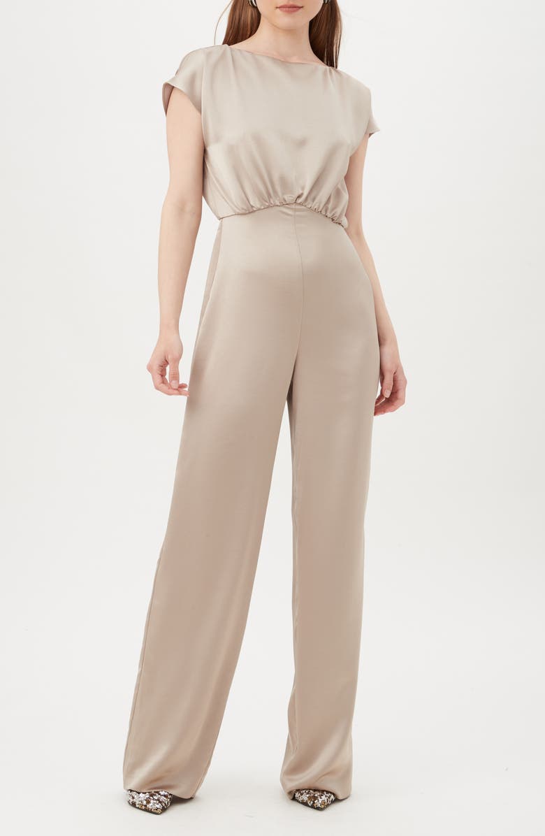 Trina Turk Shimai Cap Sleeve Satin Jumpsuit, Main, color, 