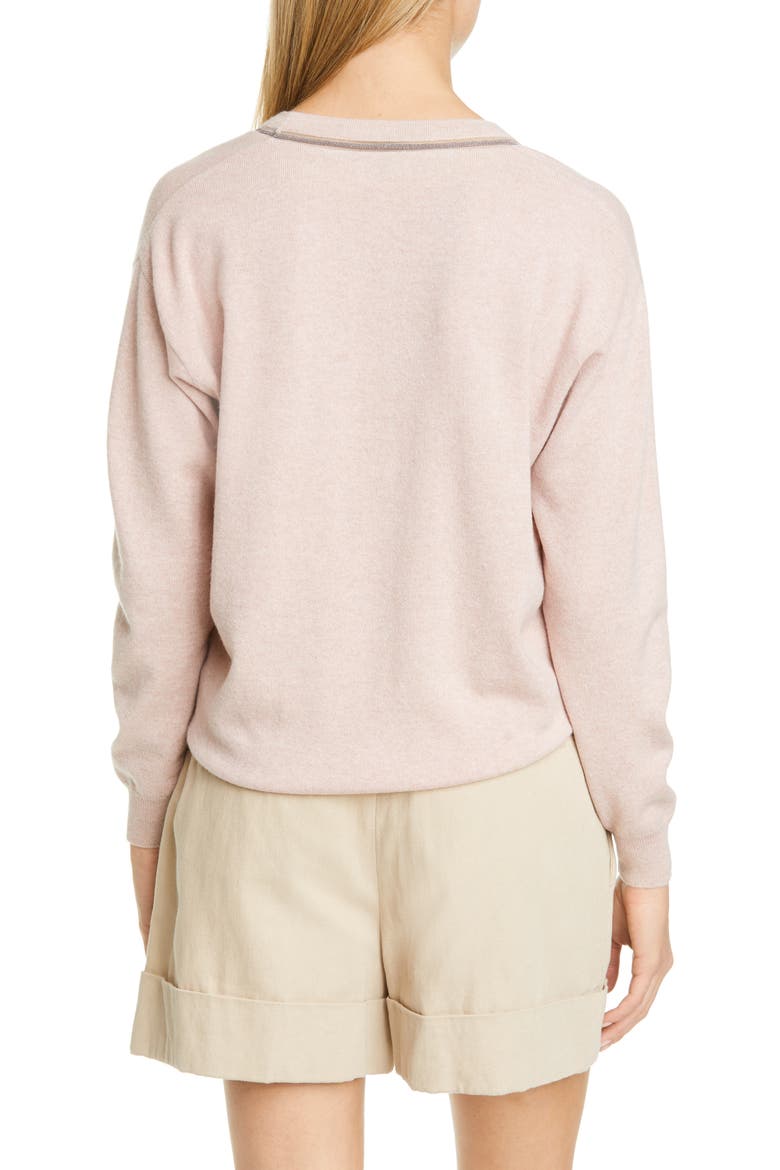 Monili Inset Cashmere Sweater, Alternate, color, PINK POWDER