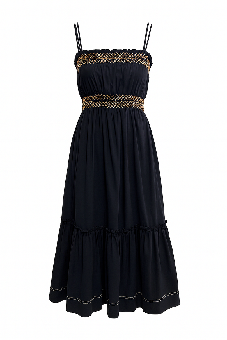 Spaghetti Strap Midi Dress, Alternate, color, Black