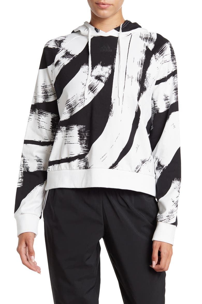 Painted Stripe Hooded Sweatshirt, Main, color, BLACK/ BLACK