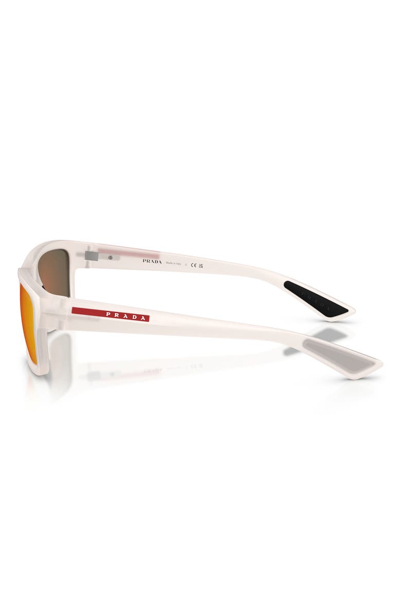 Prada Linea Rossa 54mm Mirrored Irregular Sunglasses, Alternate, color, Crystal / Brown Orange