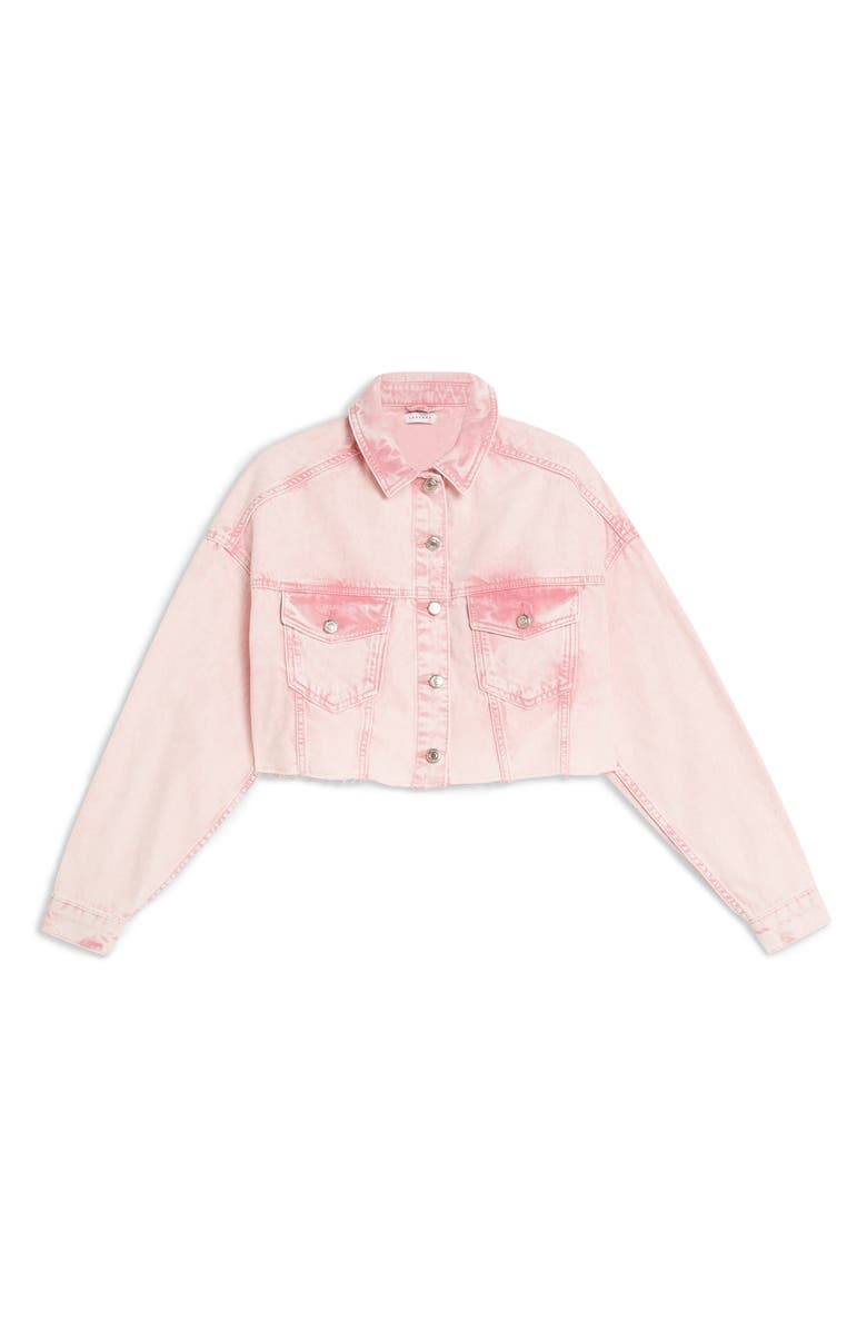 Topshop Acid Wash Jacked Denim Jacket, Alternate, color,