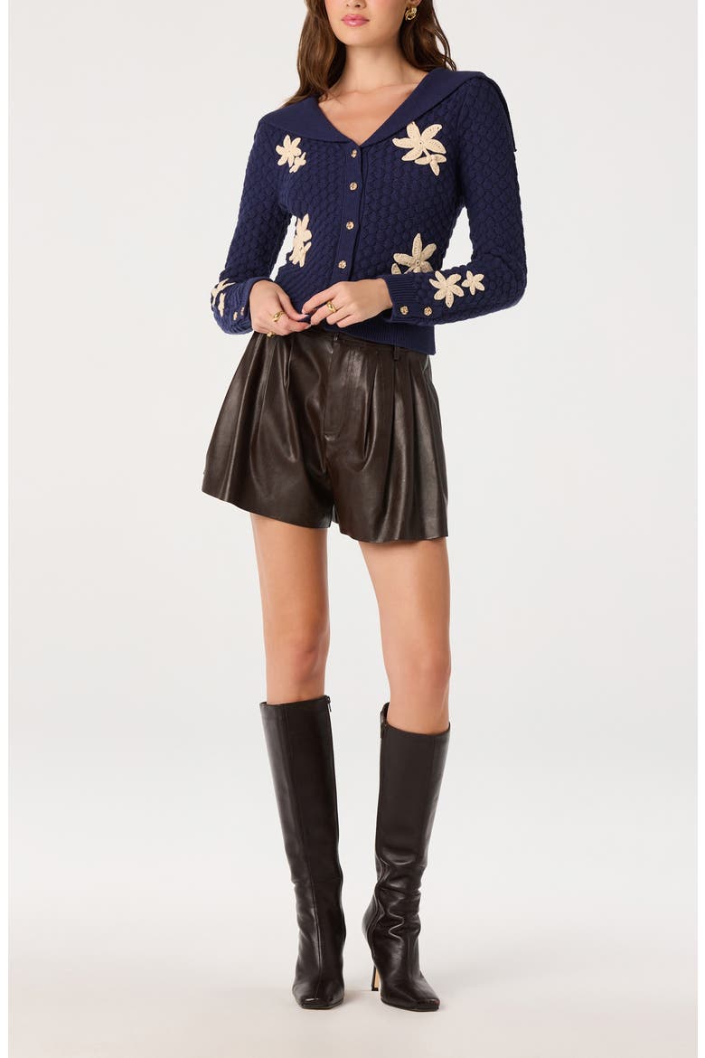 Analissa Floral Appliqué Cardigan, Alternate, color, NAVY