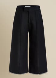 Contessa Mills Salem Structured Thick Wool Ruffled-Hem Pant
