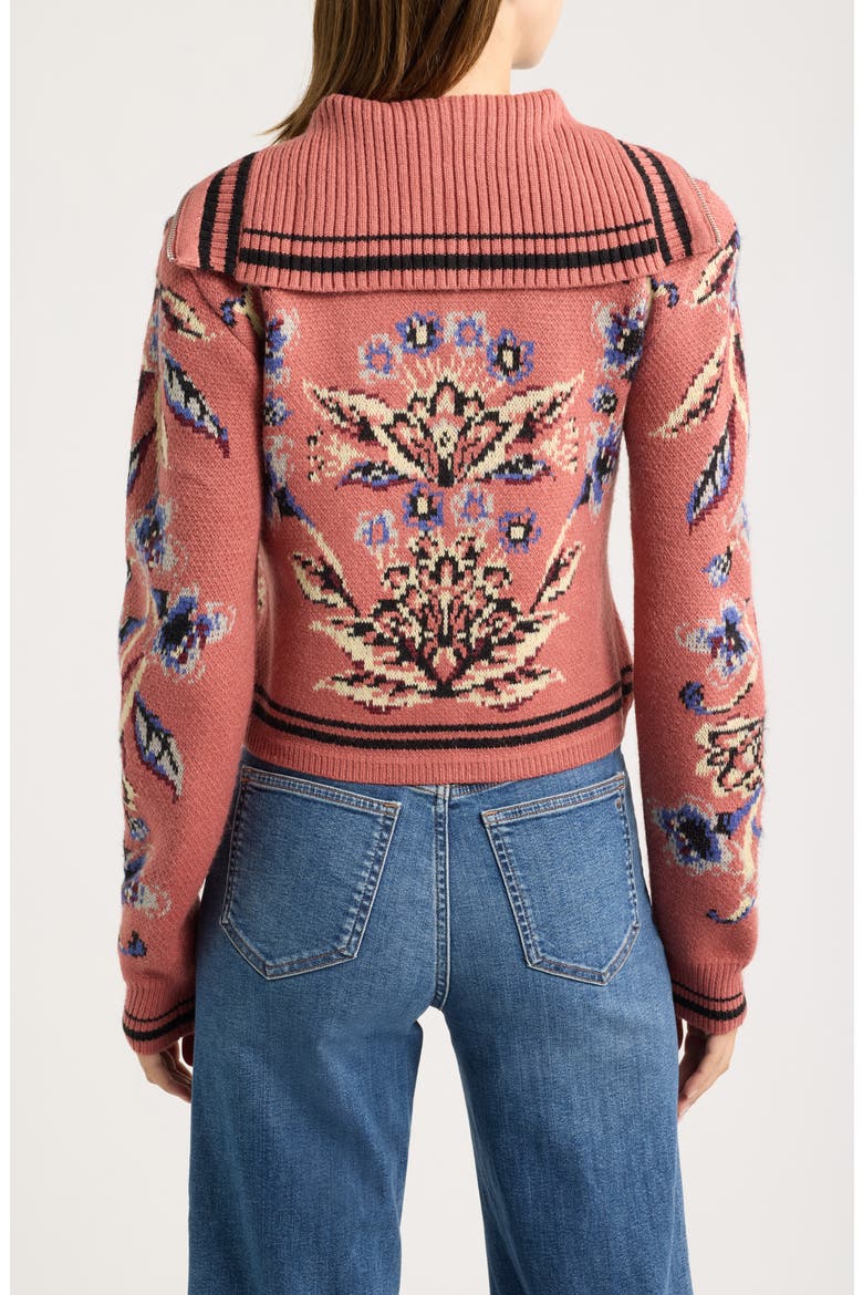 Floral Beauty Tapestry Zip Cardigan, Alternate, color, FLORAL BEAUTY TAPEST