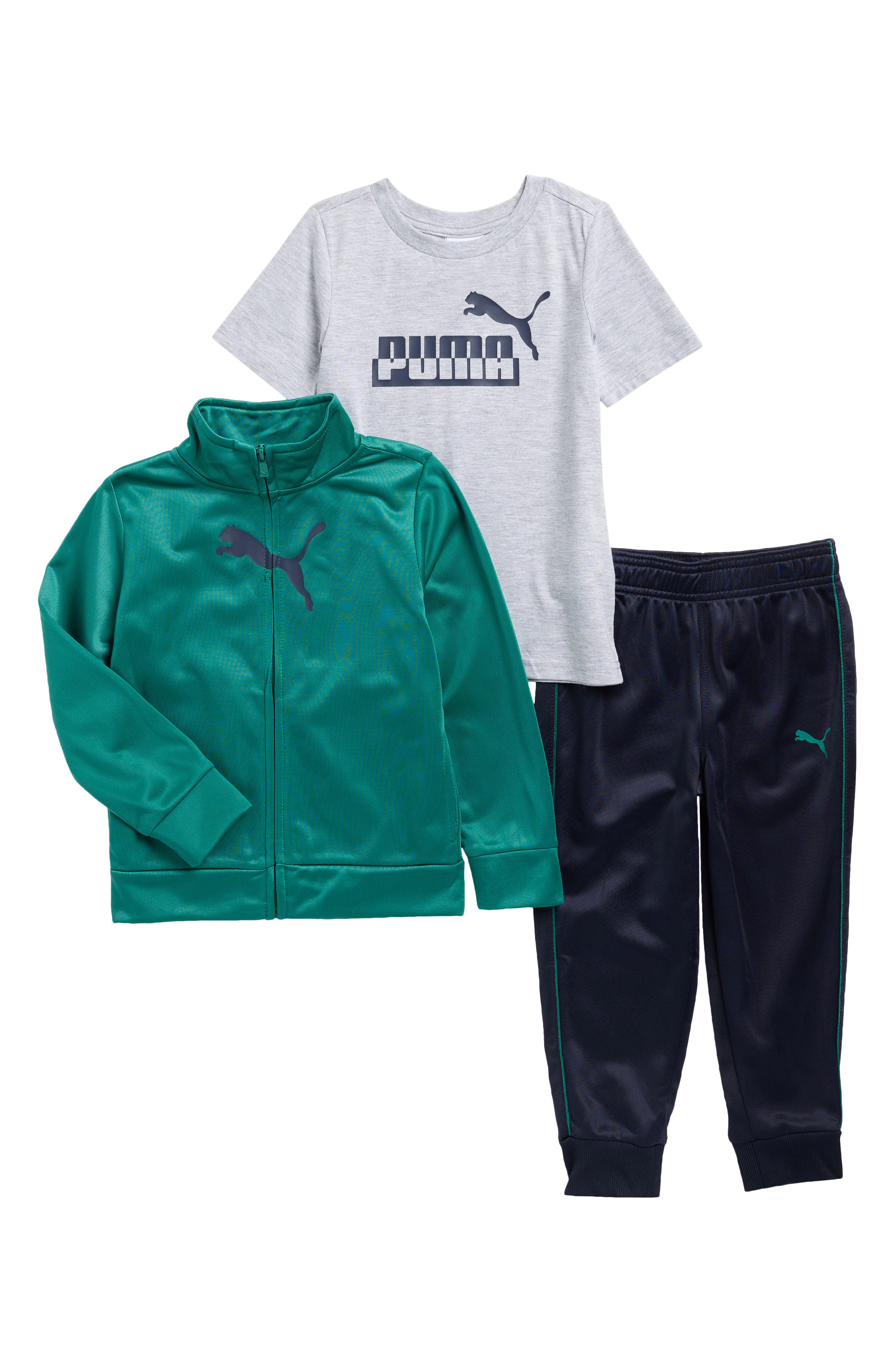 PUMA Tricot Track Jacket, T-Shirt &amp; Joggers Set