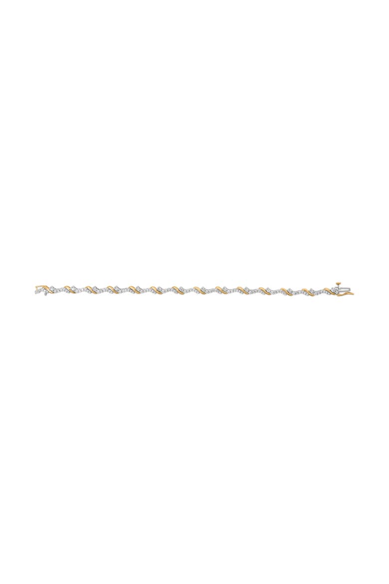 10K Yellow and White Gold 2.00 Cttw Diamond "S" Link Bracelet, Alternate, color, Yellow