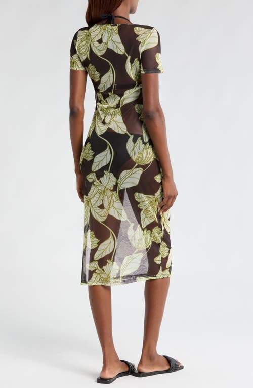 HUTCH HUTCH FLORAL MESH COVER-UP MIDI DRESS