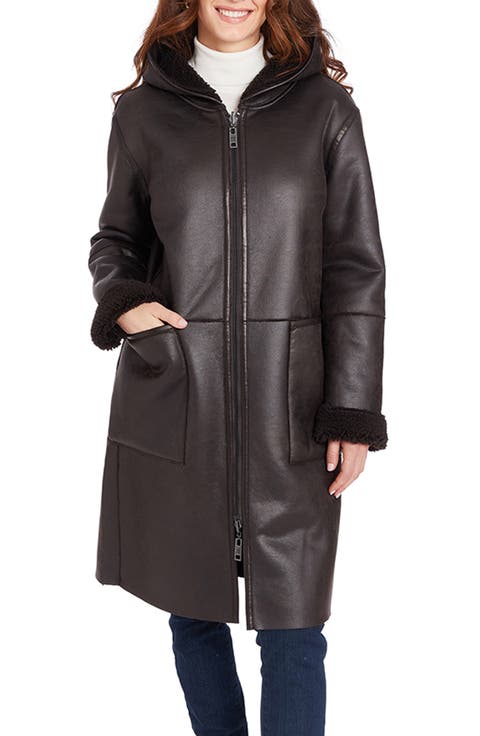 Reversible Water Resistant Faux Shearling & Faux Leather Coat