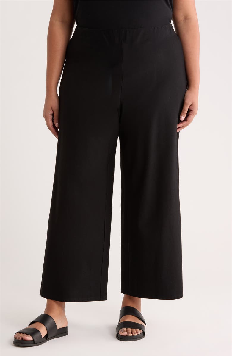 Eileen Fisher Ankle Wide Leg Pants, Main, color, Black