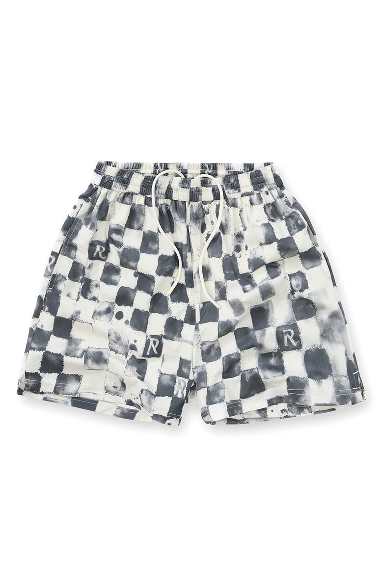 Represent Poolside Check Swim Trunks, Alternate, color, Flat White