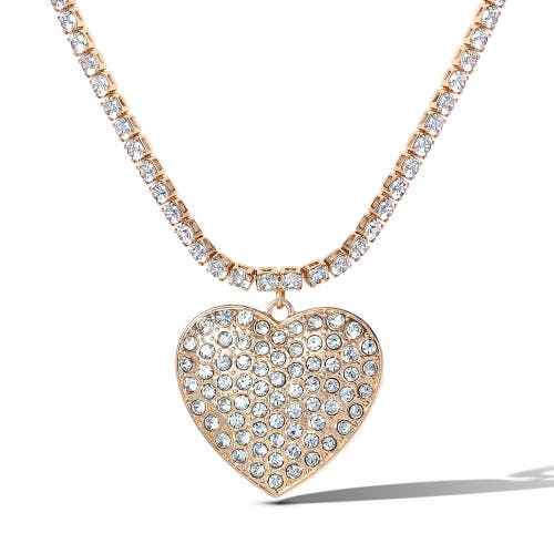 Jessica Simpson Gold-tone Heart Pendant Link Chain Necklace In Gold