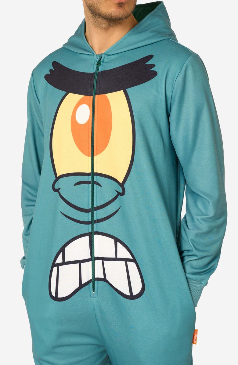 OppoSuits SpongeBob SquarePants<sup>™</sup> Plankton Hooded Fleece Costume Jumpsuit, Alternate, color, Green