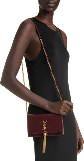 Cassandre Kate Tassel Leather Wallet on a Chain