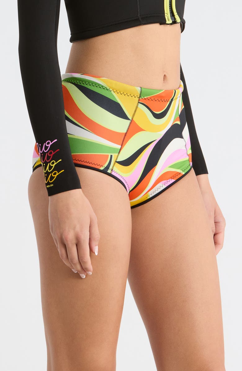 Rip Curl x FARM Rio G-Bomb 1.5mm Neoprene Wetsuit Shorts, Alternate, color, Neon Waves