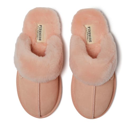 Dearfoams Fireside Sydney Genuine Shearling Scuff Slipper In Peach Dust