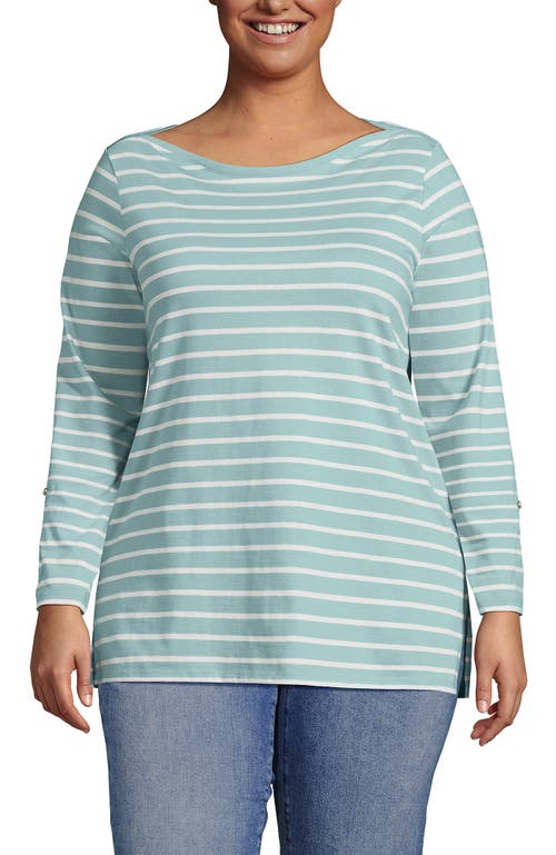 LANDS' END LANDS' END SUPIMA COTTON ADJUSTABLE 3/4 SLEEVE BOATNECK TUNIC 