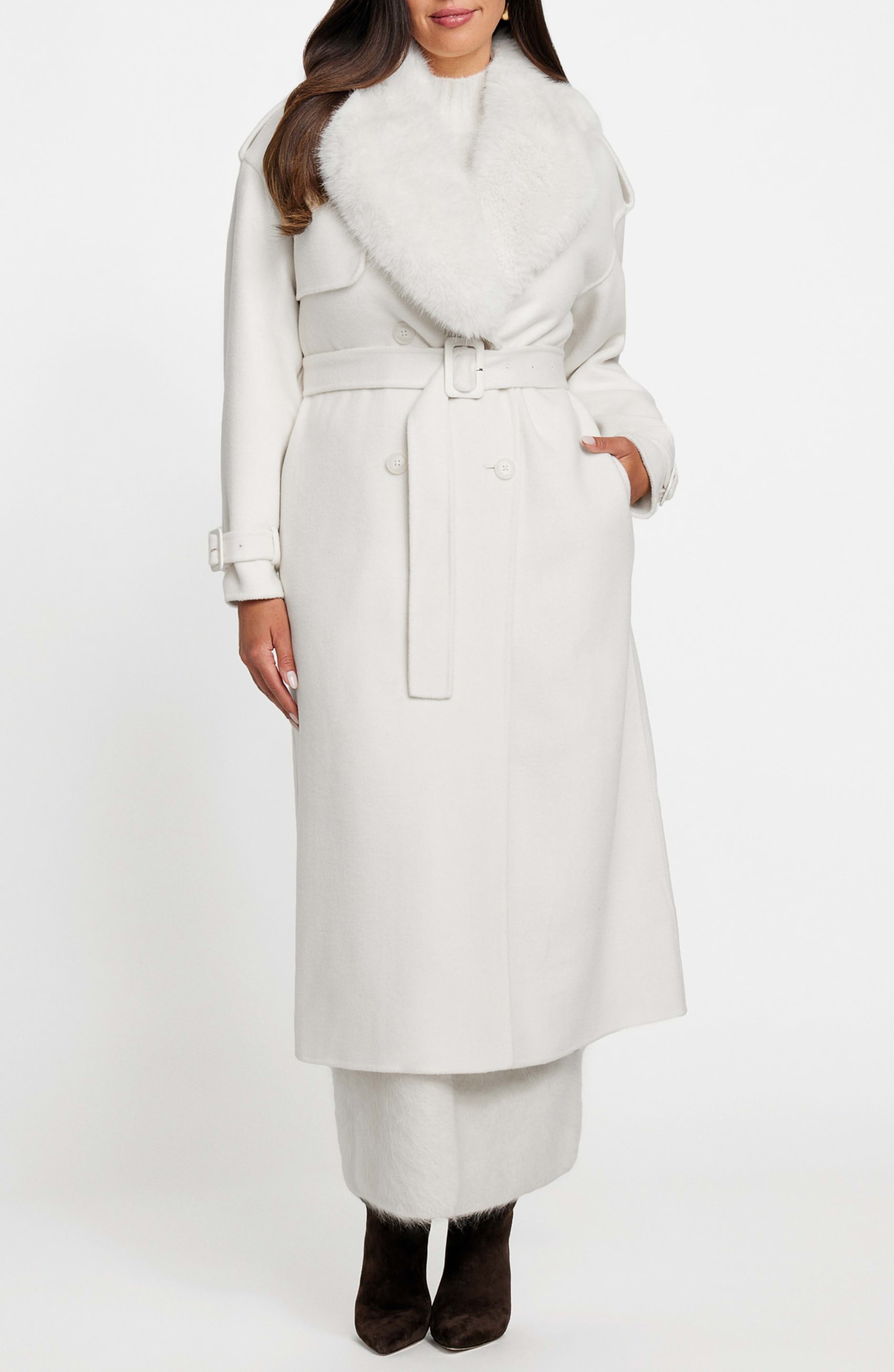 Ella Faux Fur Collar Double Breasted Coat