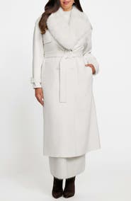 Marciano Ella Faux Fur Collar Double Breasted Coat